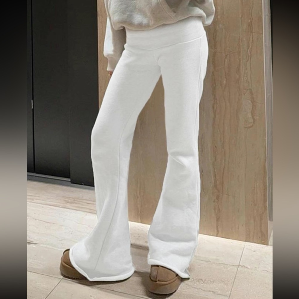 White flare sweat pants